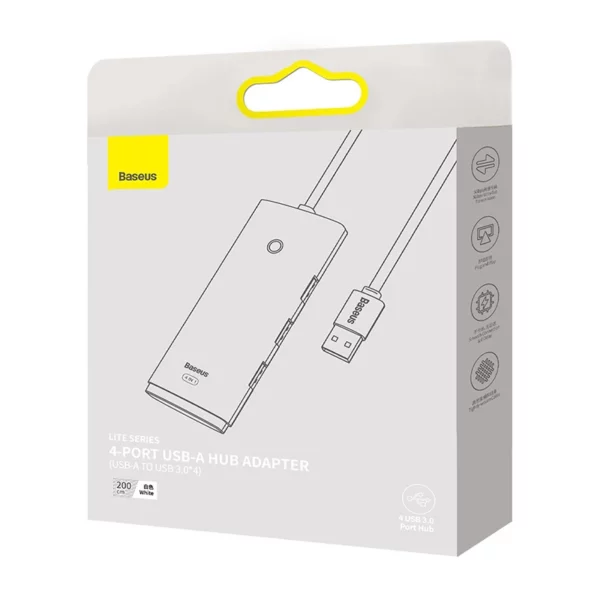 Hub 4in1 Baseus Lite Series USB to 4x USB 3.0, 2m (White) - Image 6
