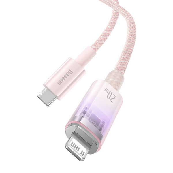 Fast Charging cable Baseus USB-A to Lightning Explorer Series 2m 20W (pink) - Image 4