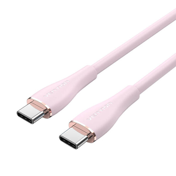 USB-C 2.0 to USB-C Cable Vention TAWPG 1.5m, PD 100W,  Pink Silicone - Image 2