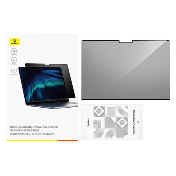 Baseus Magic Drawing magnetic protective privacy overlay for MacBook Air 13.6" (2022/2024) + cleaning kit (transparent) - Image 4