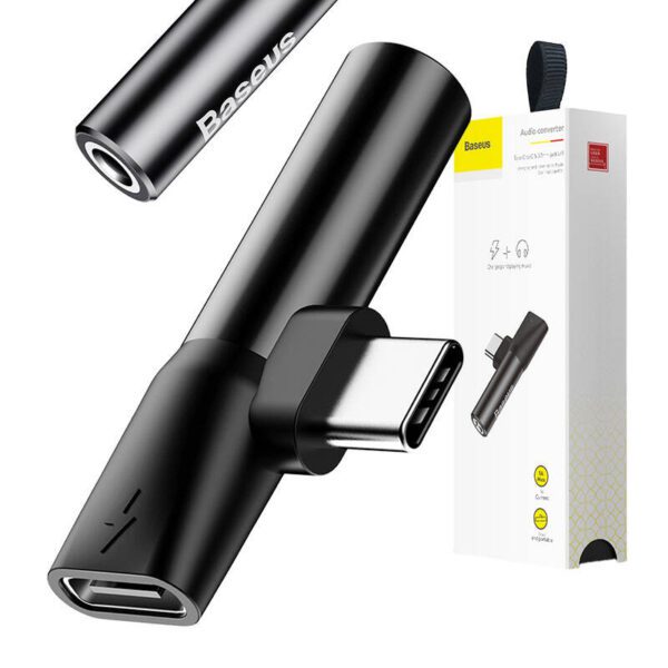 Baseus Audio Adapter USB-C to Mini Jack 3.5mm + USB-C (black) - Image 7