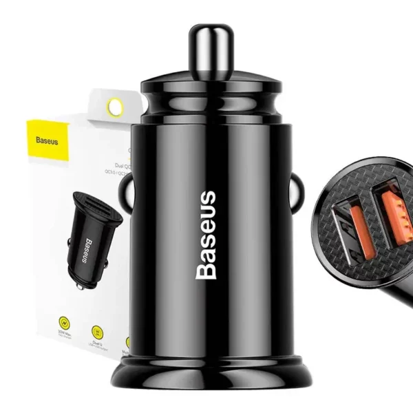 Baseus Circular 2xUSB QC3.0 5A 30W car charger (black) - Image 8
