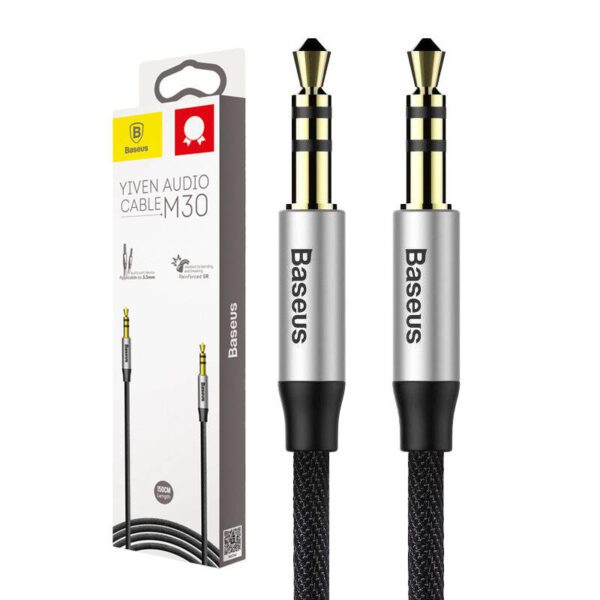 Baseus Yiven Audio Cable mini jack 3,5mm AUX, 1m (Black+Silver) - Image 8