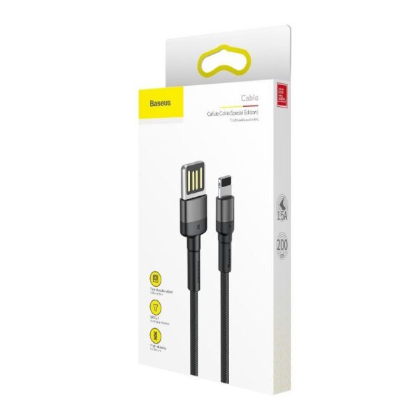 Baseus Cafule Double-sided USB Lightning Cable 1.5A 2m (Gray+Black) - Image 5