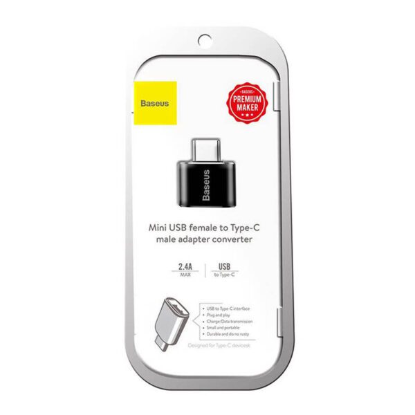 Baseus USB to USB Type-C Adapter 2.4A (Black) - Image 7