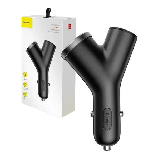 Ładowarka samochodowa Baseus Y Type 2xUSB 3,4A 40W (czarna) - Image 4