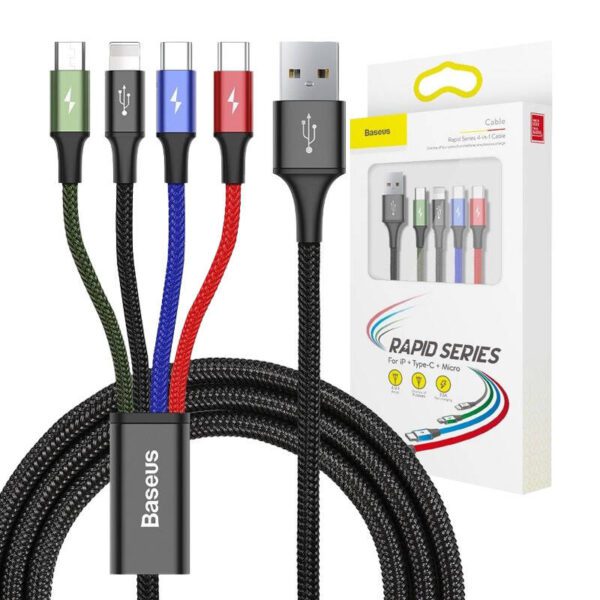 Baseus Fast USB Cable 4in1 2xUSB-C / Lightning / Micro 3,5A 1,2m - Black - Image 7