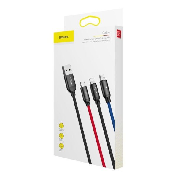 Baseus Rapid USB Cable 3in1 Type C / Lightning / Micro 3A 1,2M - Black - Image 13