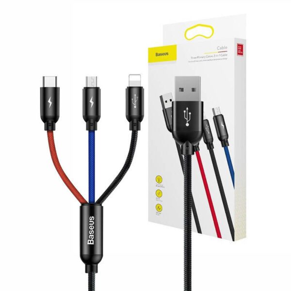 Baseus Rapid USB Cable 3in1 Type C / Lightning / Micro 3A 1,2M - Black - Image 14