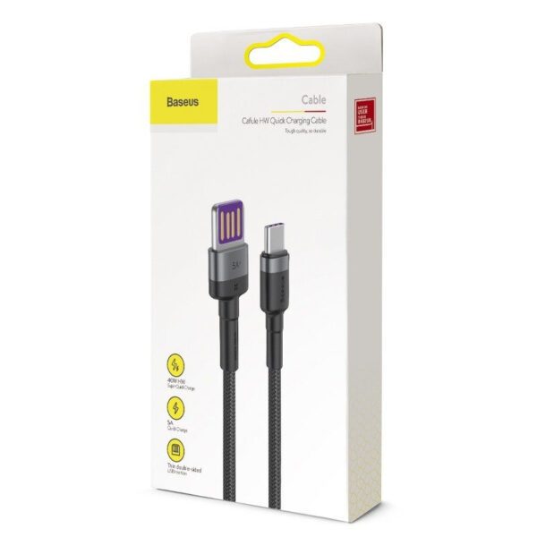 Baseus Cafule USB-C Cable Huawei SuperCharge, QC 3.0, 5A 1m (Black+Gray) - Image 10