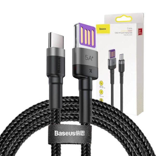 Baseus Cafule USB-C Cable Huawei SuperCharge, QC 3.0, 5A 1m (Black+Gray) - Image 11
