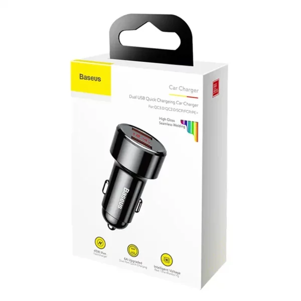 Ładowarka samochodowa Baseus Magic 2x USB QC 3.0 45W (czarna) - Image 6