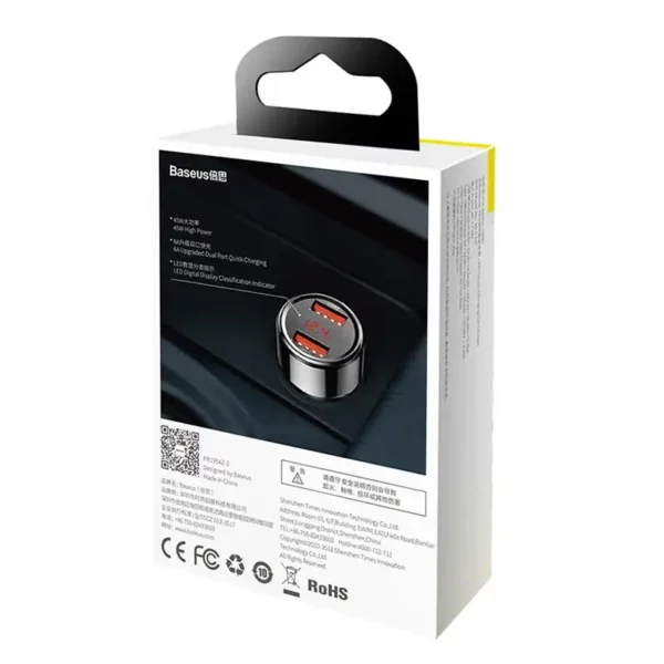 Ładowarka samochodowa Baseus Magic 2x USB QC 3.0 45W (czarna) - Image 7