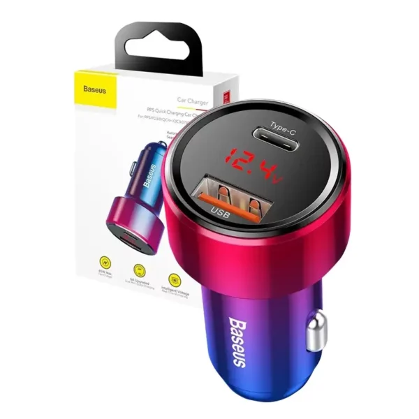 Baseus Magic USB + USB-C QC 4.0 PD 45W car charger (red-blue). - Image 8