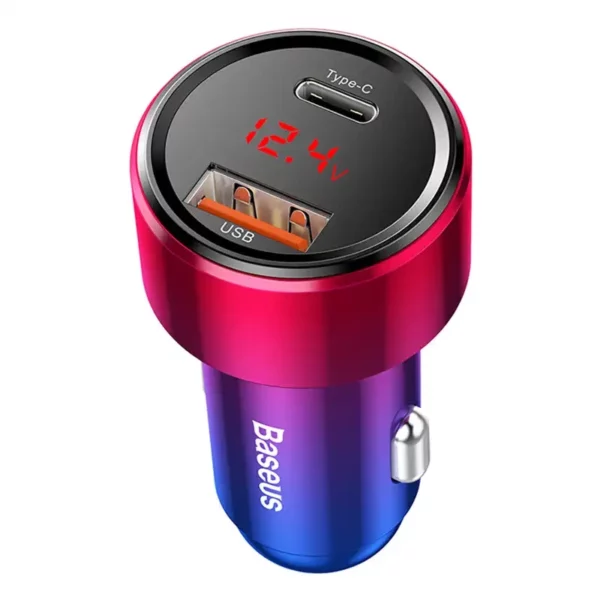 Baseus Magic USB + USB-C QC 4.0 PD 45W car charger (red-blue). - Image 3