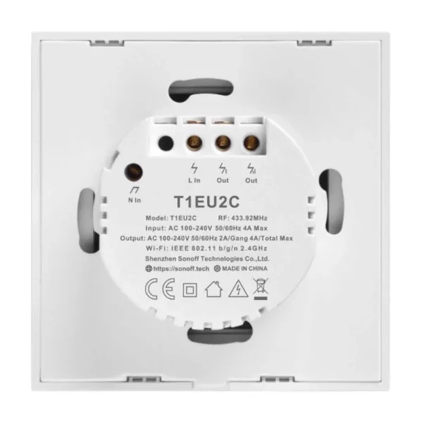 Smart Switch WiFi + RF 433 Sonoff T1 EU TX (2-channel) - Image 4
