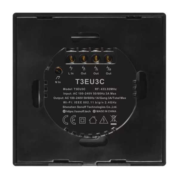 Touch light switch WiFi + RF 433 Sonoff T3 EU TX (2-channel) - Image 4