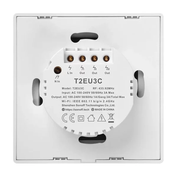 Smart Switch WiFi + RF 433 Sonoff T2 EU TX (3-channel) - Image 4
