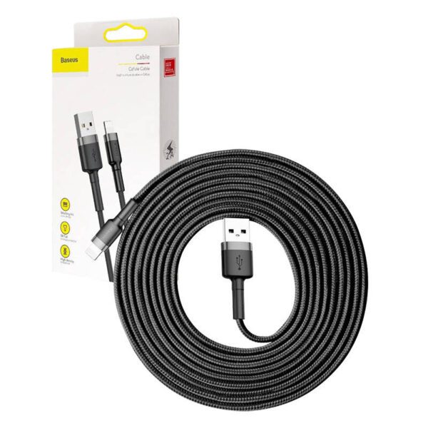 Baseus Cafule USB Lightning Cable 2A 3m (Black+Gray) - Image 10