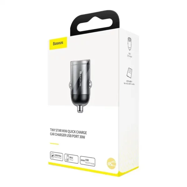 Baseus Tiny Star Mini Quick Charge Car Charger USB Port 30W Grey - Image 8