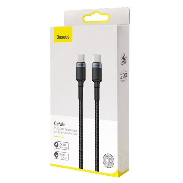 Baseus Cafule PD2.0 100W flash charging USB For Type-C cable (20V 5A)2m Gray+Black - Image 7