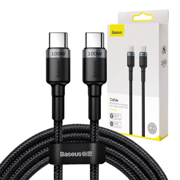 Baseus Cafule PD2.0 100W flash charging USB For Type-C cable (20V 5A)2m Gray+Black - Image 9