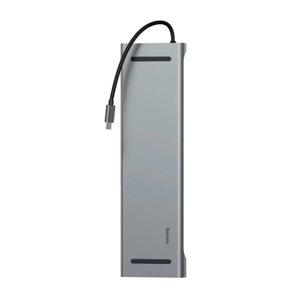 Baseus Enjoyment Series Multi-functional Type-C intelligent HD HUB（PD/HD4K*2/VGA/RJ45/SD/TF/USB*3/Audio*1/Stand)Dark gray - Image 2