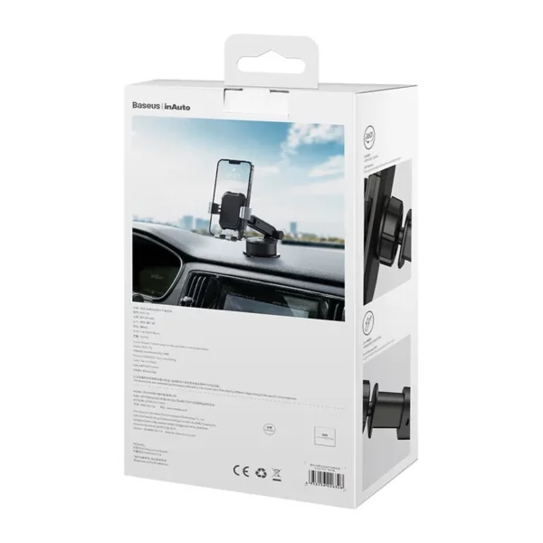 Gravity car mount for Baseus Tank phone with suction cup (black) - Image 9