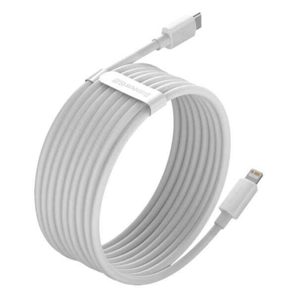 Baseus Simple Wisdom Data Cable Kit USB-C to Lightning PD 20W (2PCS/Set) 1.5m White - Image 5