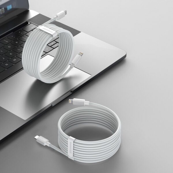 Baseus Simple Wisdom Data Cable Kit USB-C to Lightning PD 20W (2PCS/Set) 1.5m White - Image 6