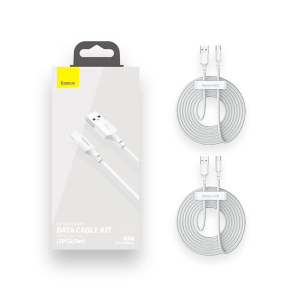 Baseus Simple Wisdom Data Cable Kit USB to Type-C 5A (2PCS/Set）1.5m White - Image 11