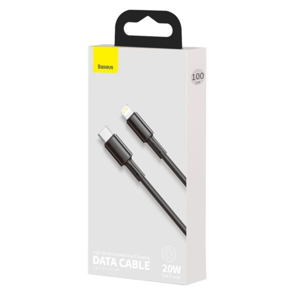 Baseus High Density Braided Cable Type-C to Lightning, PD,  20W, 1m (Black) - Image 7