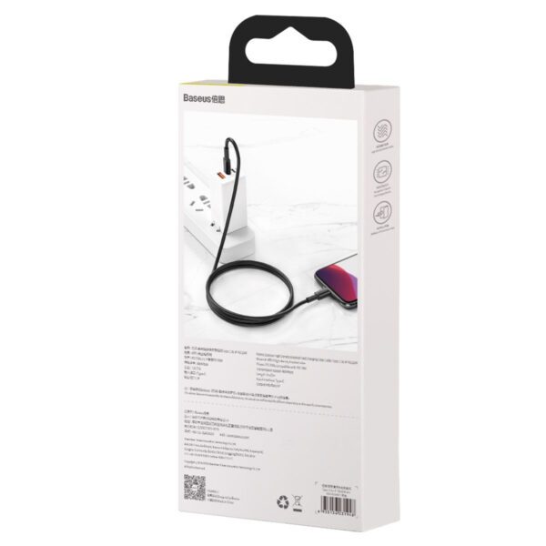 Baseus High Density Braided Cable Type-C to Lightning, PD,  20W, 1m (Black) - Image 8