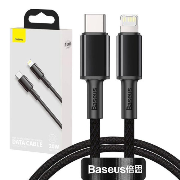 Baseus High Density Braided Cable Type-C to Lightning, PD,  20W, 1m (Black) - Image 9