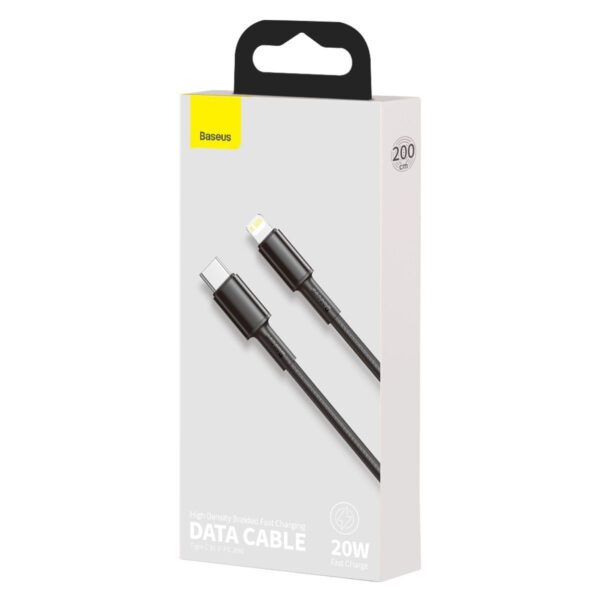Baseus High Density Braided Cable Type-C to Lightning, PD,  20W, 2m (Black) - Image 7