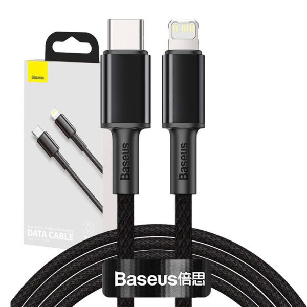 Baseus High Density Braided Cable Type-C to Lightning, PD,  20W, 2m (Black) - Image 9