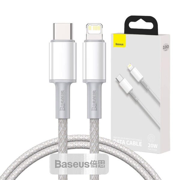 Baseus High Density Braided Cable Type-C to Lightning, PD,  20W, 1m (white) - Image 9