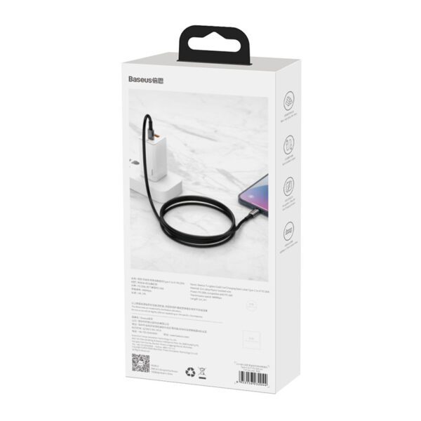 Baseus Tungsten Gold Cable Type-C to Type-C 100W 2m (black) - Image 8