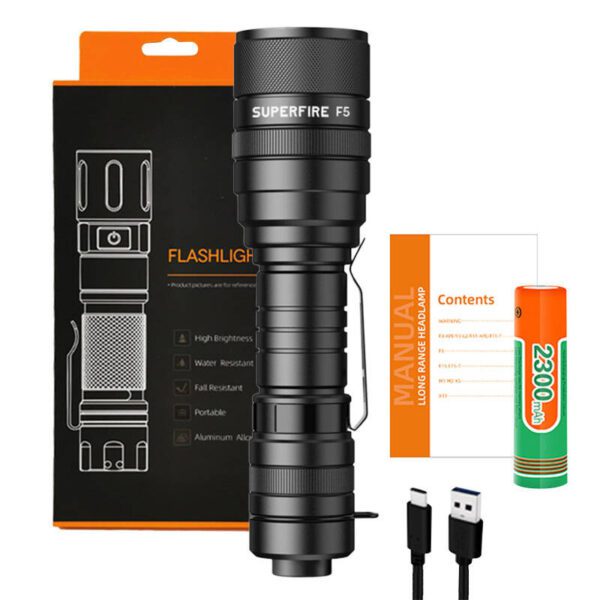 Flashlight Superfire F5, 1100lm, USB - Image 2