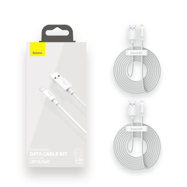 Baseus Simple Wisdom Data Cable Kit USB to Lightning 2.4A (2PCS/Set）1.5m White - Image 10