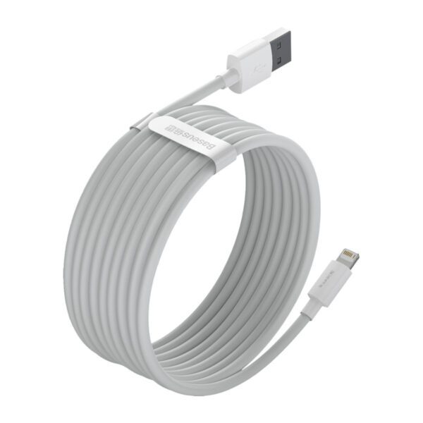 Baseus Simple Wisdom Data Cable Kit USB to Lightning 2.4A (2PCS/Set）1.5m White - Image 4