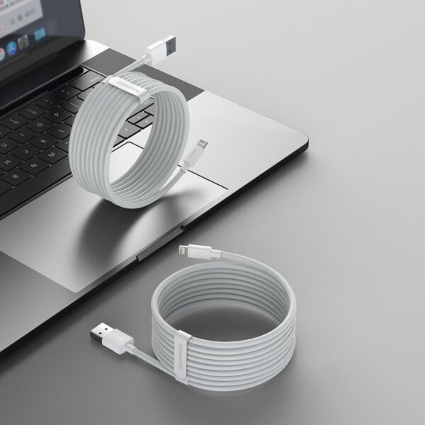 Baseus Simple Wisdom Data Cable Kit USB to Lightning 2.4A (2PCS/Set）1.5m White - Image 5
