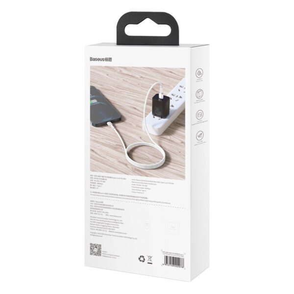 USB-C cable for Lightning Baseus Cafule, PD, 20W, 1m (white) - Image 9