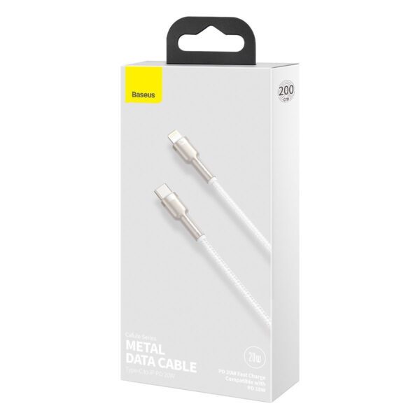 USB-C cable for Lightning Baseus Cafule, PD, 20W, 2m (white) - Image 7