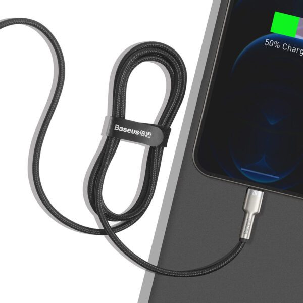 USB cable for Lightning Baseus Cafule, 2.4A, 1m (black) - Image 5