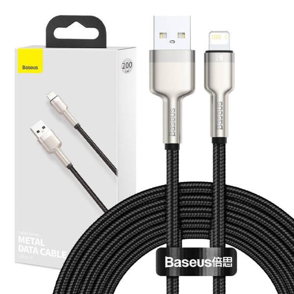 USB cable for Lightning Baseus Cafule, 2.4A, 2m (black) - Image 12