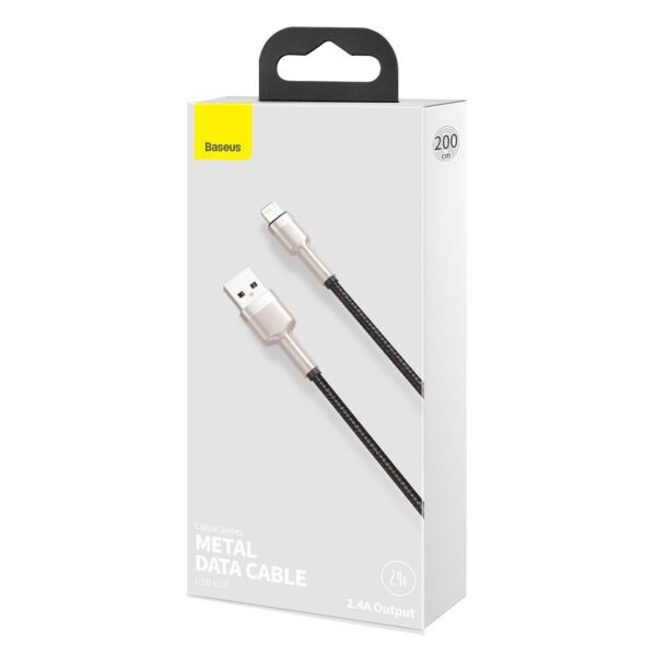 USB cable for Lightning Baseus Cafule, 2.4A, 2m (black) - Image 10