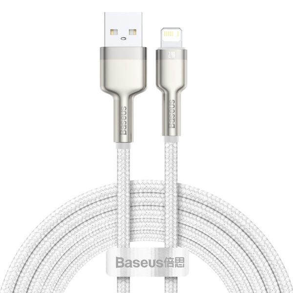 USB cable for Lightning Baseus Cafule, 2.4A, 2m (white) - Image 2