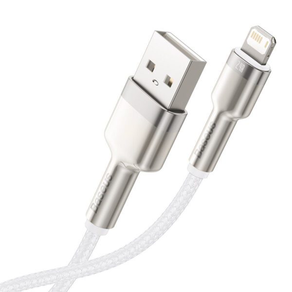 USB cable for Lightning Baseus Cafule, 2.4A, 2m (white) - Image 4