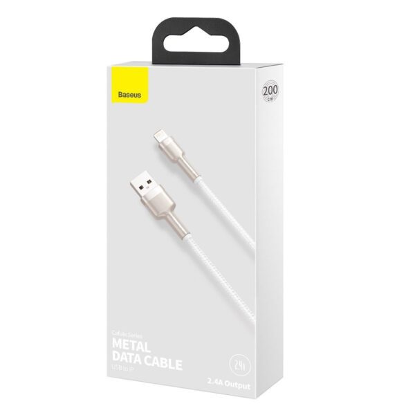 USB cable for Lightning Baseus Cafule, 2.4A, 2m (white) - Image 7